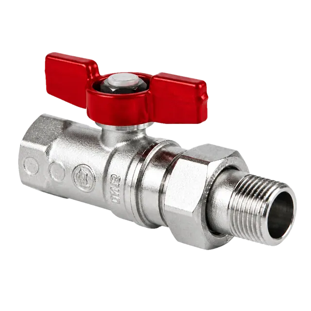 Кран шаровой латунь хром R259D ВР/"американка" бабочка красная Giacomini